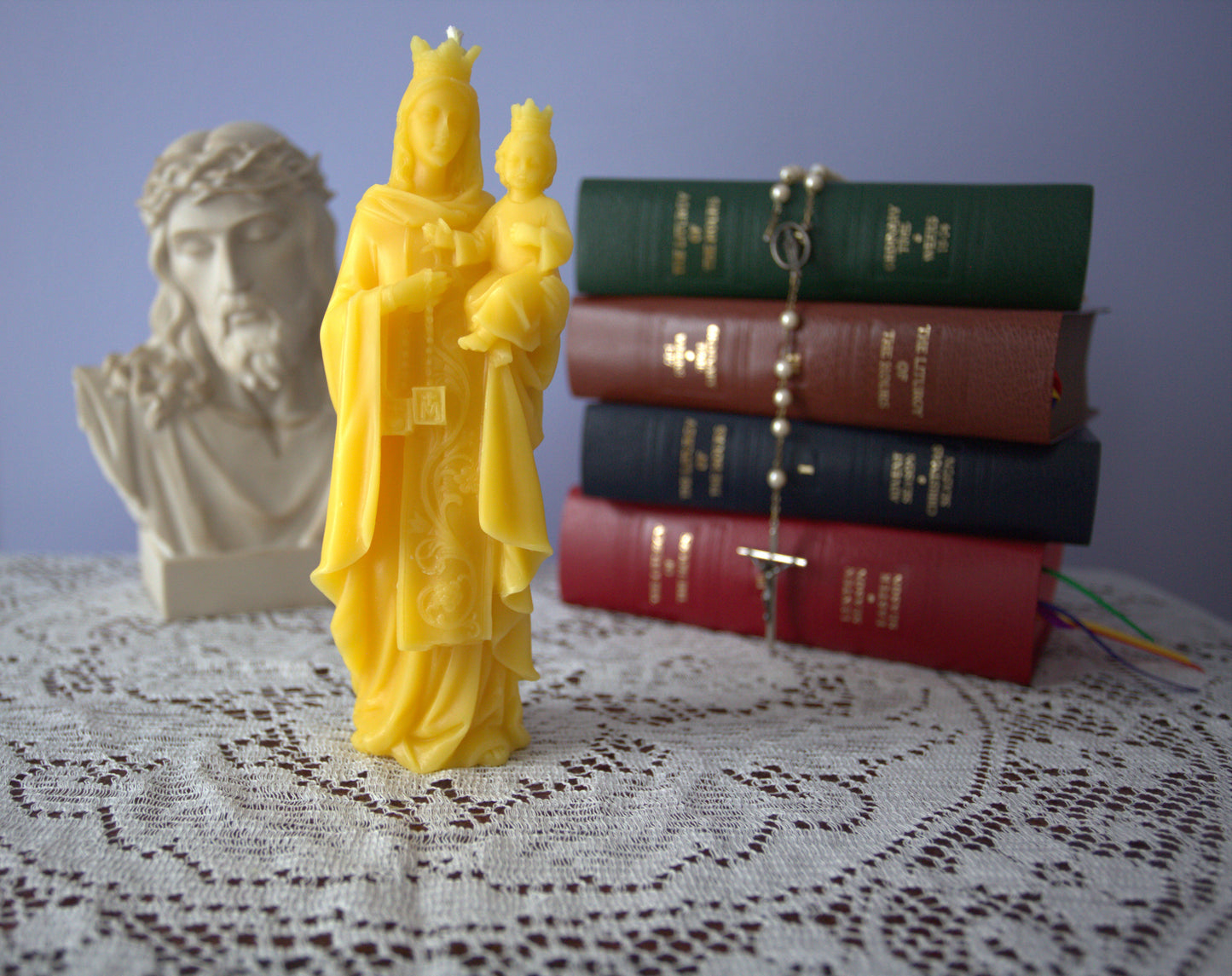 Our Lady of Mount Carmel Beeswax Prayer Candle