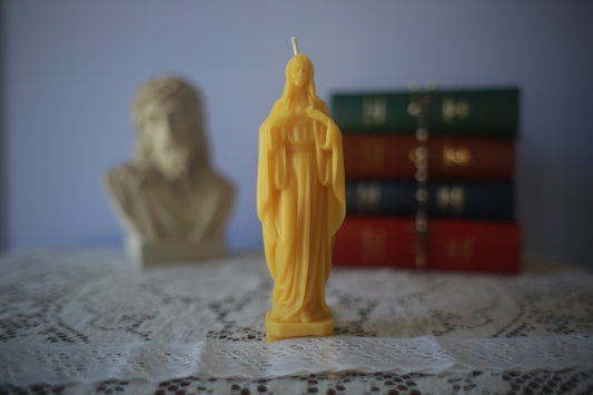 Immaculate Heart of Mary Beeswax Prayer Candle